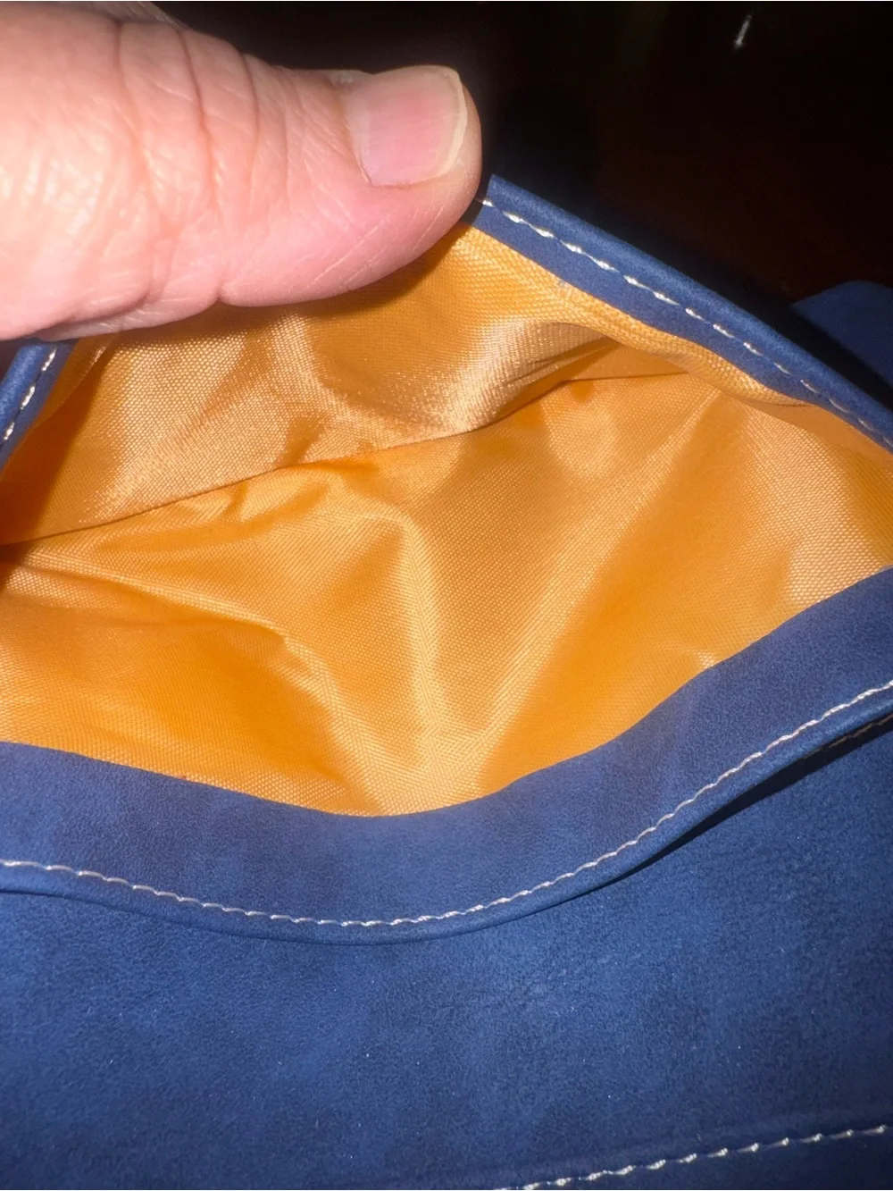 Women's Slate Blue Fold-Over Wallet with Contrast Stitching NWOT
